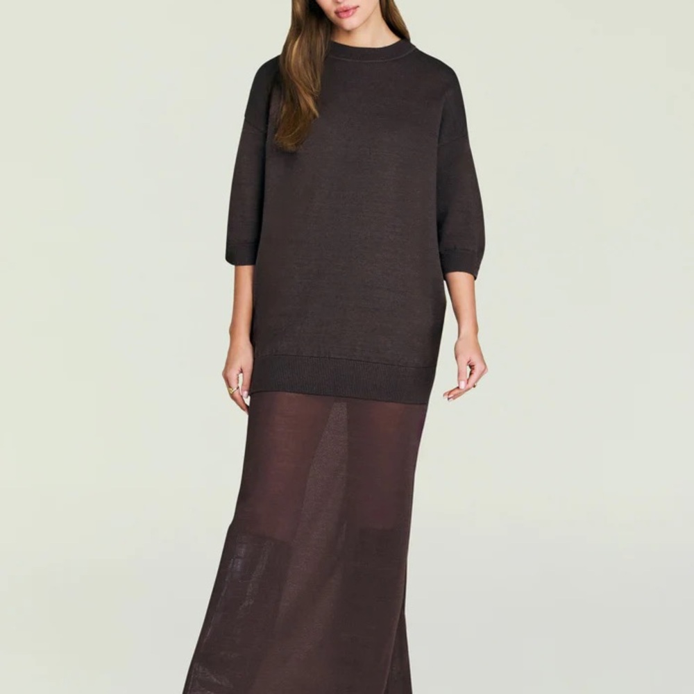 SEROYA Brown Arwen Knit Maxi Dress